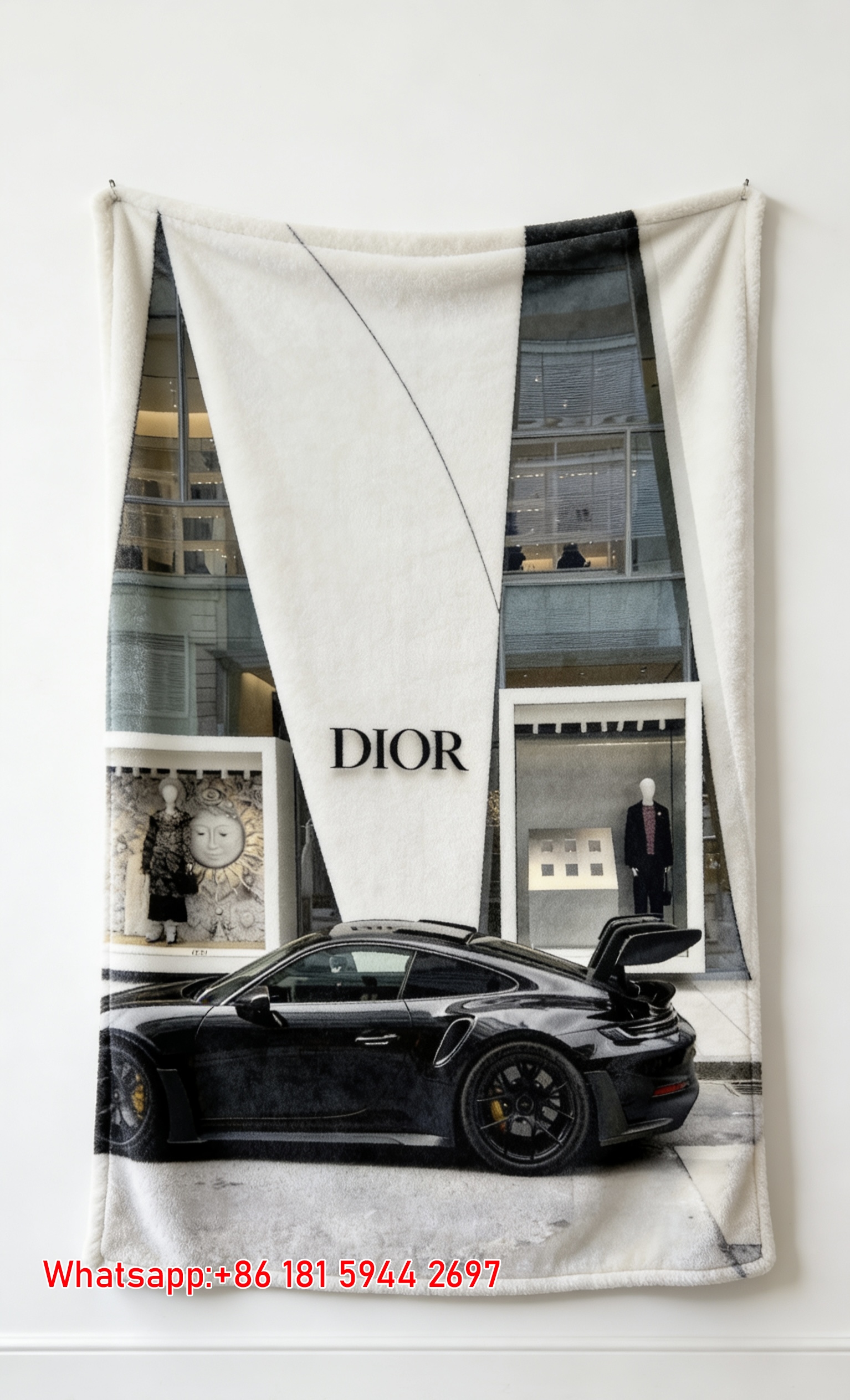 Dior Store & Porsche Flannel Throw Blanket D146